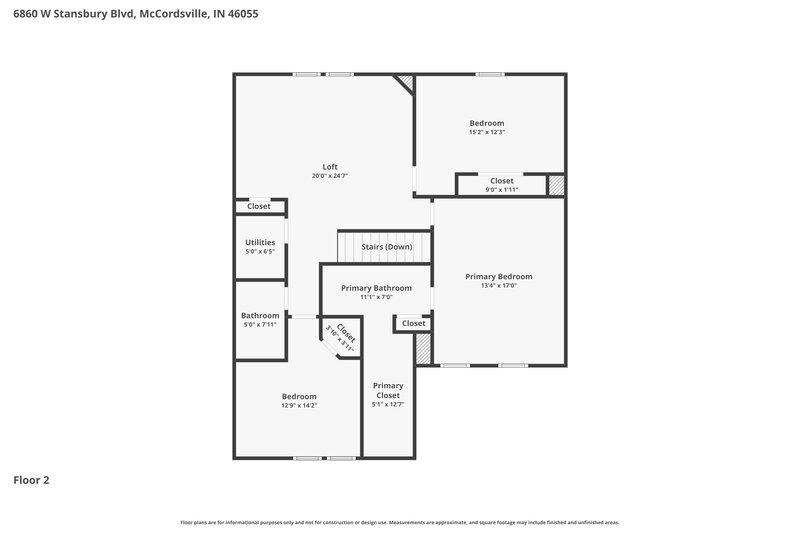 1,990/Mo, 6860 W Stansbury Blvd McCordsville, IN 46055 Floor Plan View 2
