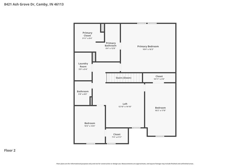 2,065/Mo, 8421 Ash Grove Dr Camby, IN 46113 Floor Plan View 2