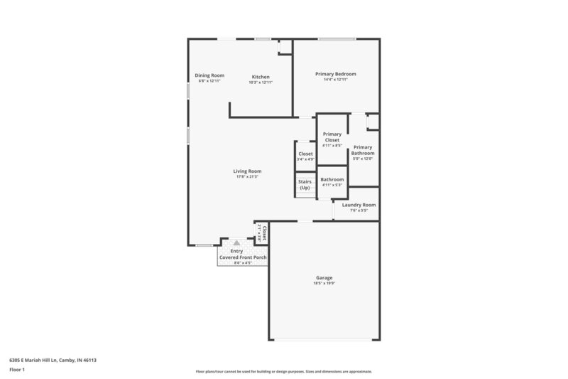 1,770/Mo, 6305 E Mariah Hill Ln Camby, IN 46113 Floorplan View