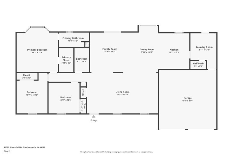 1,775/Mo, 11320 Bloomfield Dr Indianapolis, IN 46259 Floor Plan View