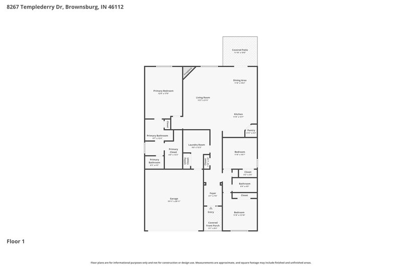 2,105/Mo, 8267 Templederry Dr Brownsburg, IN 46112 Floor Plan View