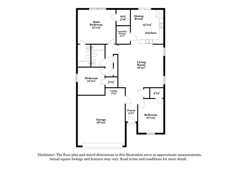 1,630/Mo, 6439 Emerald Springs Dr Indianapolis, IN 46221 Floor Plan View