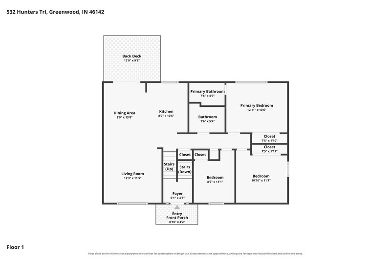 2,175/Mo, 532 Hunters Trail Greenwood, IN 46142 Floor Plan View 2