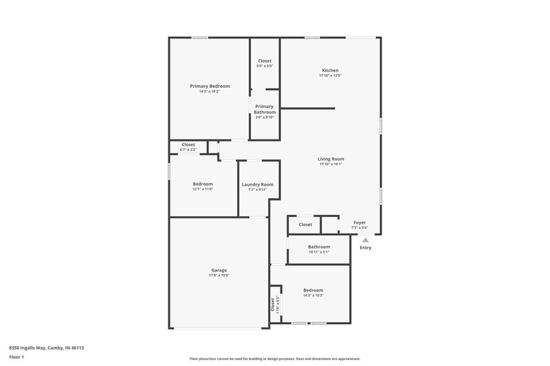 1,585/Mo, 8350 Ingalls Way Camby, IN 46113 Floor Plan View
