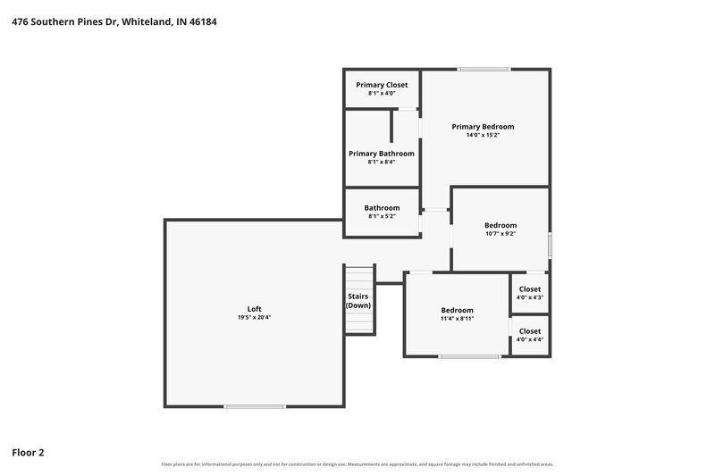 2,100/Mo, 476 Southern Pines Dr Whiteland, IN 46184 Floor Plan View 2