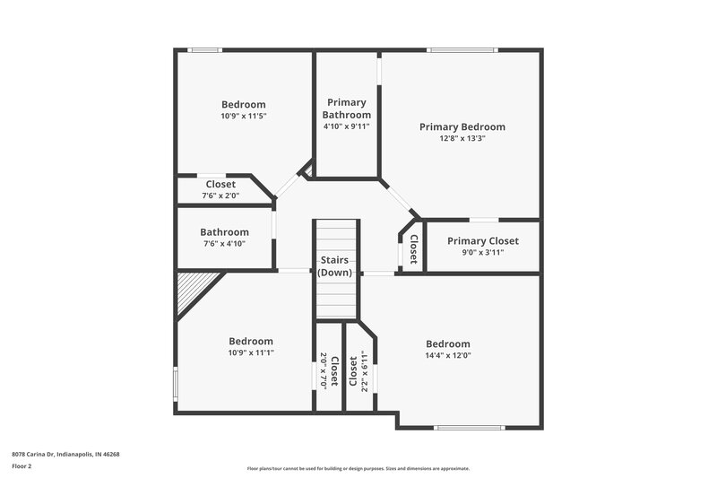 2,350/Mo, 8078 Carina Dr Indianapolis, IN 46268 Floor Plan View 2