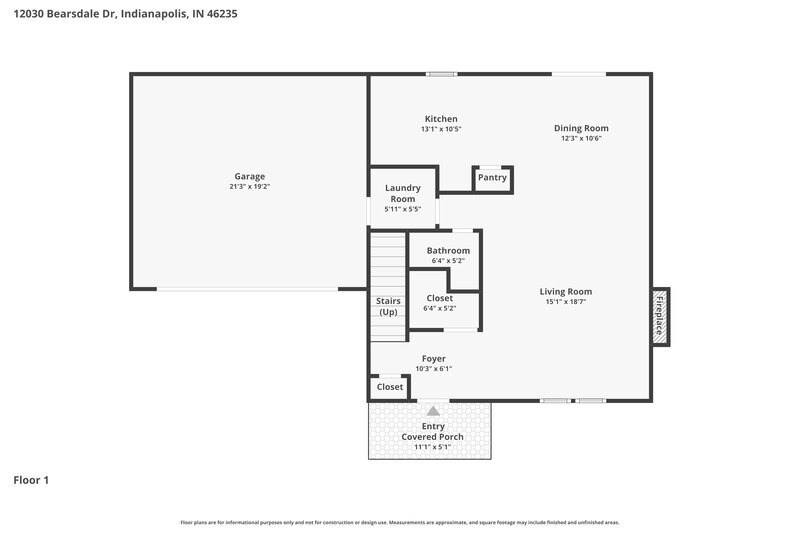 2,045/Mo, 12030 Bearsdale Dr Indianapolis, IN 46235 Floor Plan View