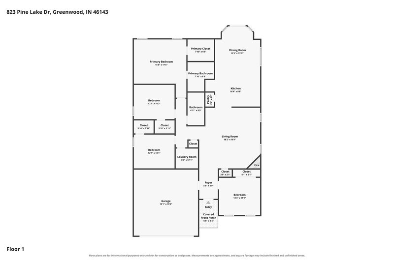1,965/Mo, 823 Pine Lake Dr Greenwood, IN 46143 Floor Plan View