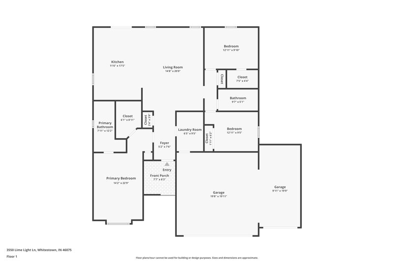 2,240/Mo, 3550 Limelight Ln Whitestown, IN 46075 Floor Plan View