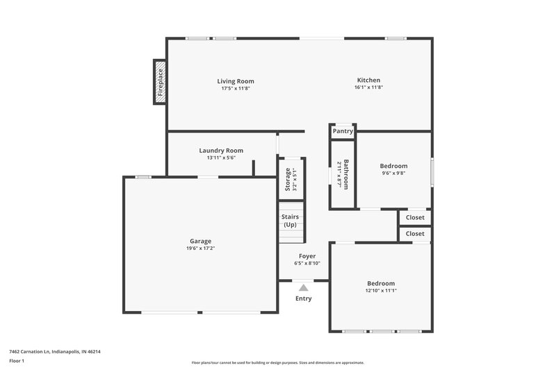 2,070/Mo, 7462 Carnation Ln Indianapolis, IN 46214 Floor Plan View