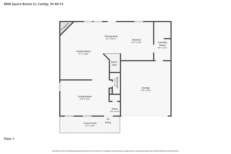 1,990/Mo, 8906 Squire Boone Ct Camby, IN 46113 Floor Plan View