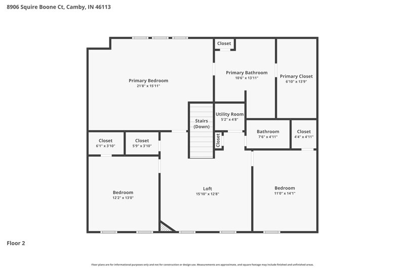 1,990/Mo, 8906 Squire Boone Ct Camby, IN 46113 Floor Plan View 2