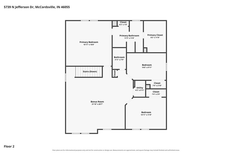 2,795/Mo, 5739 N Jefferson Dr McCordsville, IN 46055 Floorplan View 2