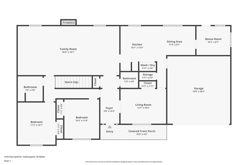 2,130/Mo, 7419 Cherryhill Dr Indianapolis, IN 46254 Floor Plan View
