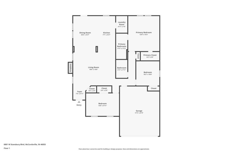 1,845/Mo, 6881 W Stansbury Dr McCordsville, IN 46055 Floorplan View