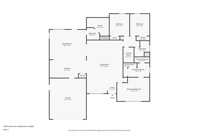 2,330/Mo, 705 Firethorn Cir Noblesville, IN 46062 Floorplan View