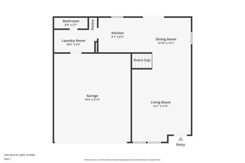 1,535/Mo, 10941 Spirit Dr Ingalls, IN 46048 Floor Plan View