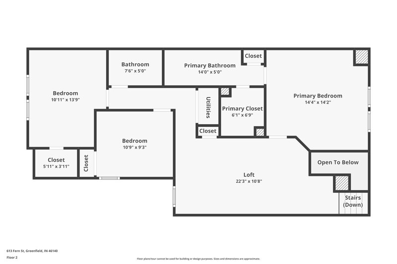 1,430/Mo, 613 Fern St Greenfield, IN 46140 Floor Plan View 2