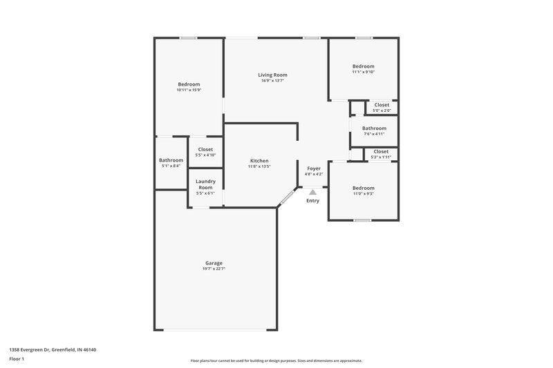 1,700/Mo, 1358 Evergreen Dr Greenfield, IN 46140 Floorplan View