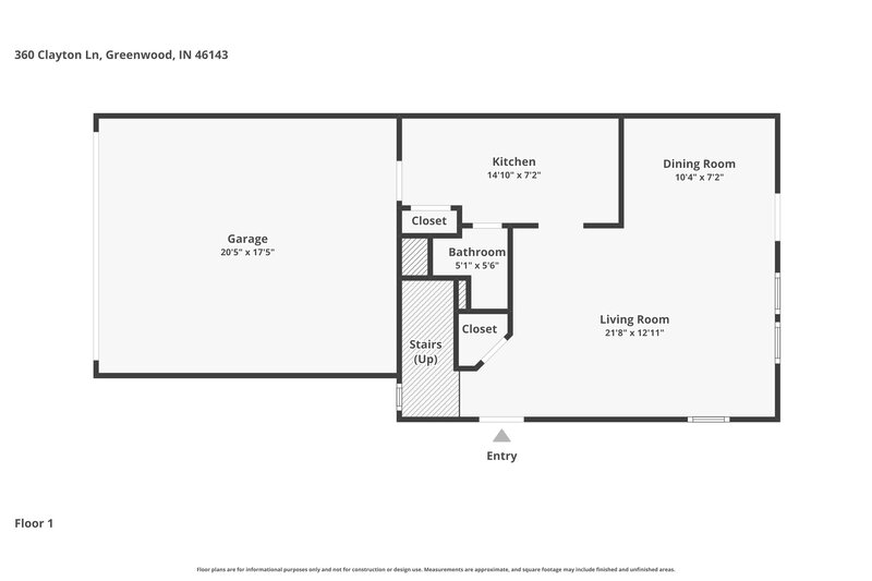 1,630/Mo, 360 Clayton Ln Greenwood, IN 46143 Floor Plan View