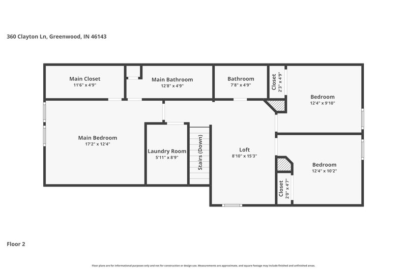 1,630/Mo, 360 Clayton Ln Greenwood, IN 46143 Floor Plan View 2