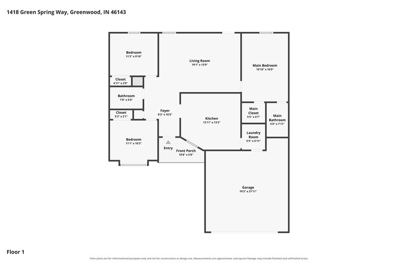0/Mo, 1418 Green Spring Way Greenwood, IN 46143 Floor Plan View