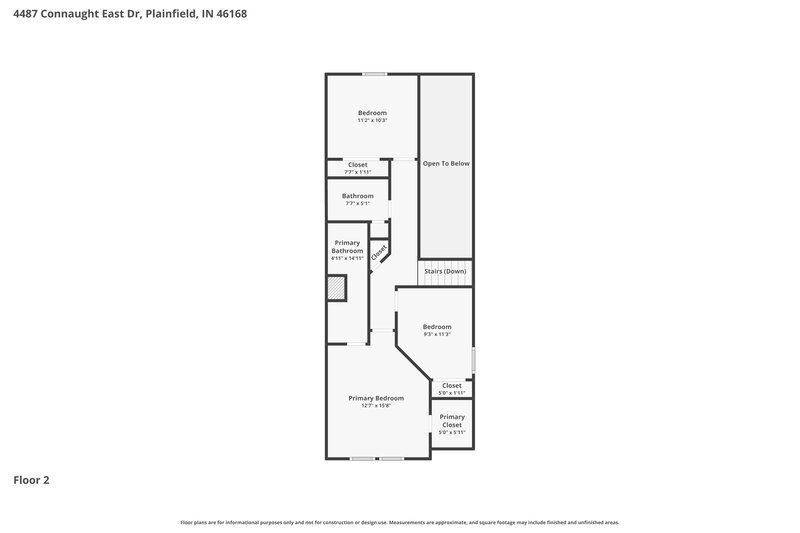 1,880/Mo, 4487 Connaught East Dr Plainfield, IN 46168 Floor Plan View 2
