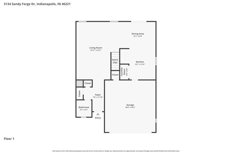 1,910/Mo, 5134 Sandy Forge Dr Indianapolis, IN 46221 Floorplan View