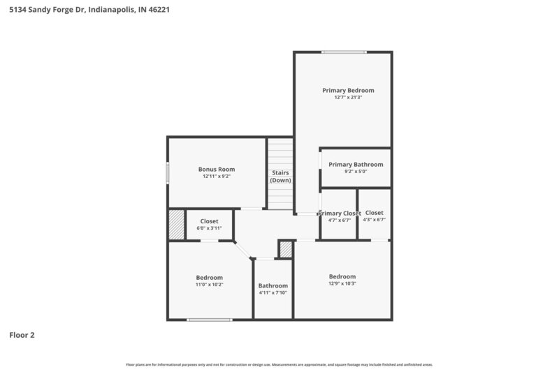 1,910/Mo, 5134 Sandy Forge Dr Indianapolis, IN 46221 Floorplan View 2