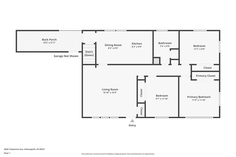 1,625/Mo, 4626 S Keystone Ave Indianapolis, IN 46227 Floor Plan View 2