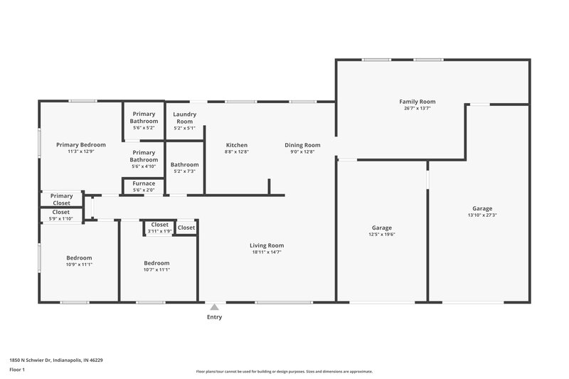 1,730/Mo, 1850 N Schwier Dr Indianapolis, IN 46229 Floor Plan View