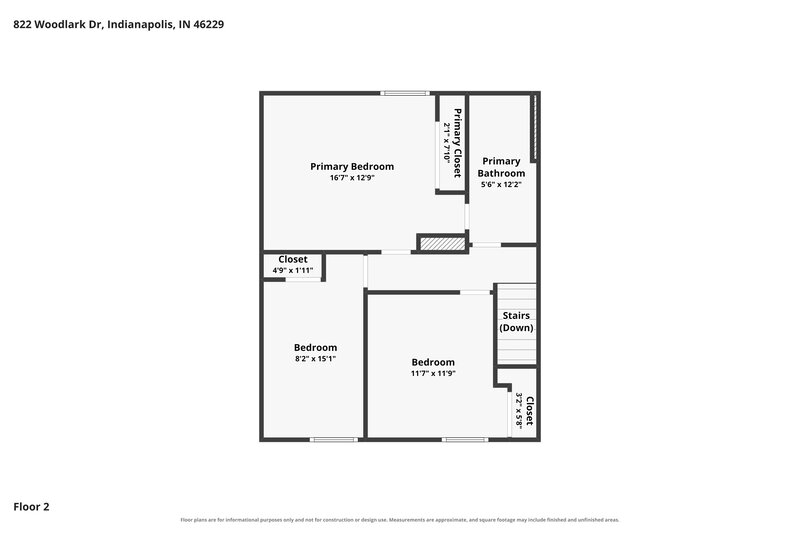 1,555/Mo, 822 Woodlark Dr Indianapolis, IN 46229 Floor Plan View