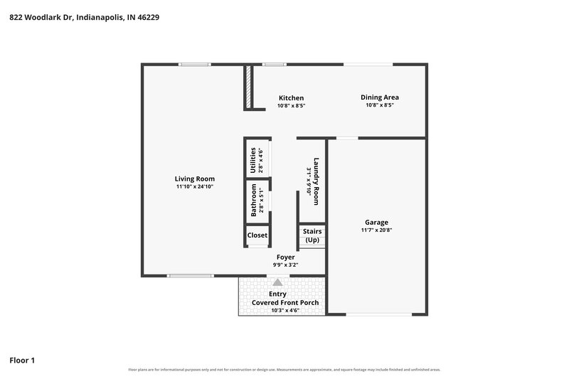 1,555/Mo, 822 Woodlark Dr Indianapolis, IN 46229 Floor Plan View 2