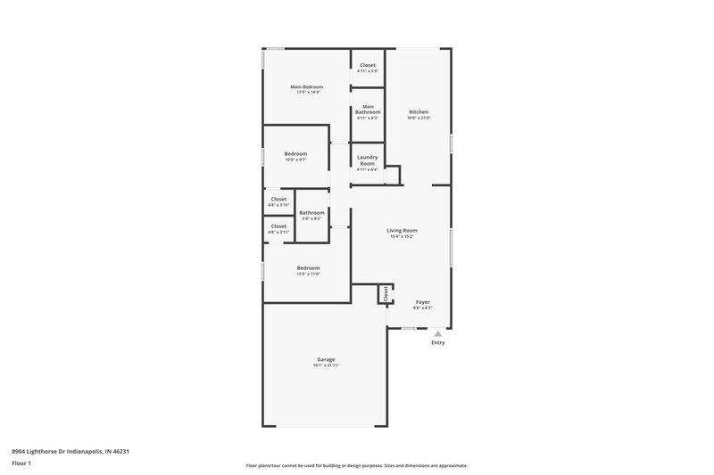 1,795/Mo, 8904 Lighthorse Dr Indianapolis, IN 46231 Floor Plan View