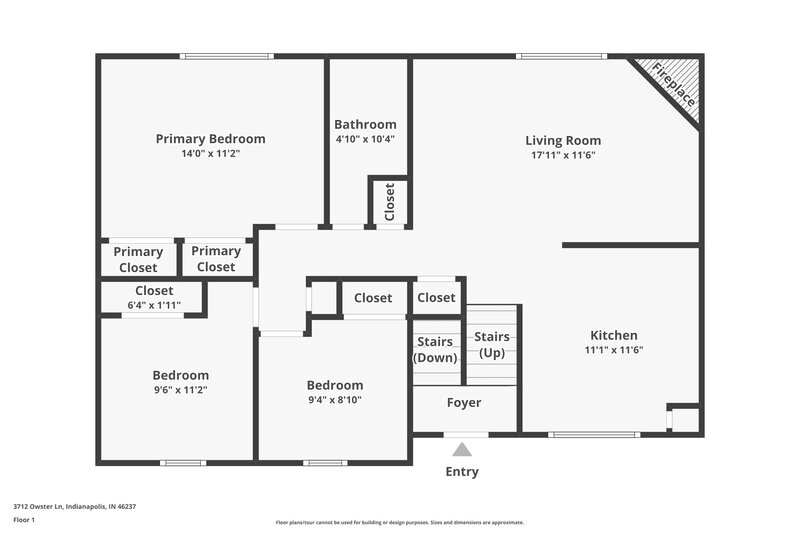 1,660/Mo, 3712 Owster Ln Indianapolis, IN 46237 Floor Plan View