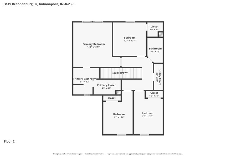 1,760/Mo, 3149 Brandenburg Dr Indianapolis, IN 46239 Floor Plan View 2