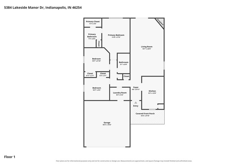 1,765/Mo, 5384 Lakeside Manor Dr Indianapolis, IN 46254 Floor Plan View