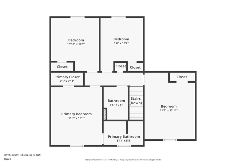 2,050/Mo, 7590 Rogers Dr Indianapolis, IN 46214 Floor Plan View