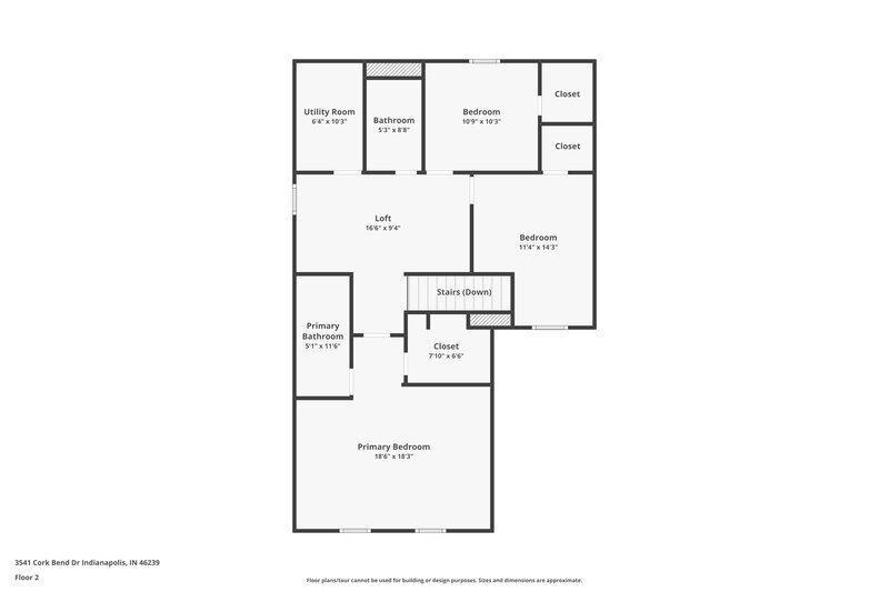 1,840/Mo, 3541 Cork Bend Dr Indianapolis, IN 46239 Floor Plan View 2