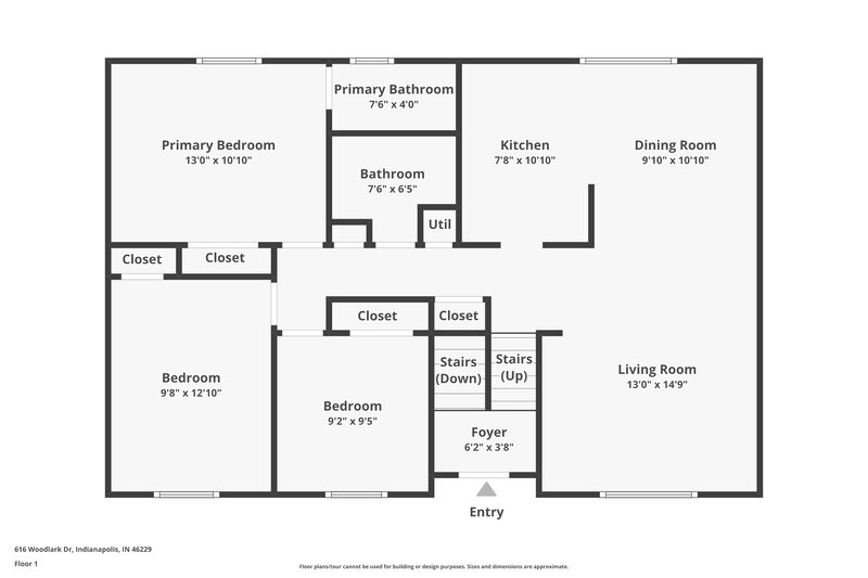 1,590/Mo, 616 Woodlark Dr Indianapolis, IN 46229 Floor Plan View 2