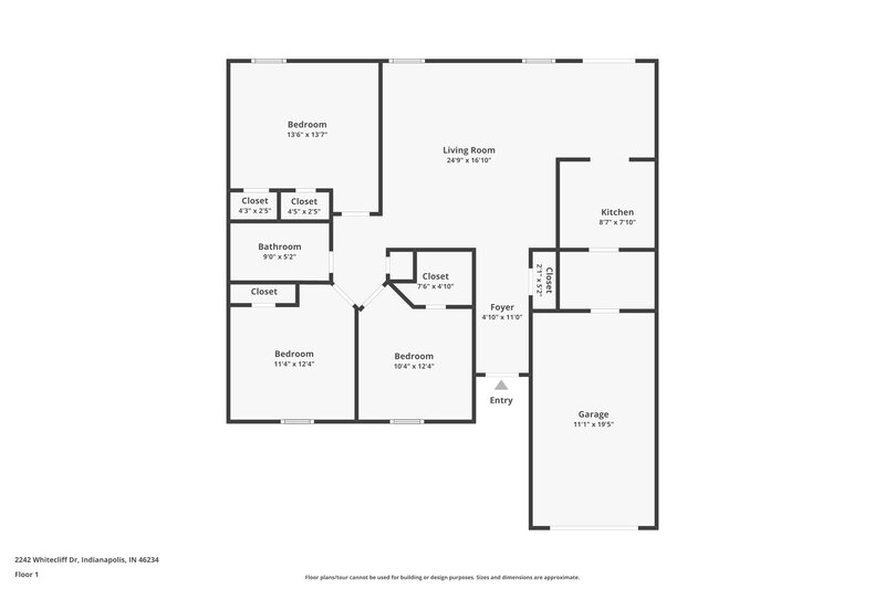 1,525/Mo, 2242 Whitecliff Dr Indianapolis, IN 46234 Floor Plan View