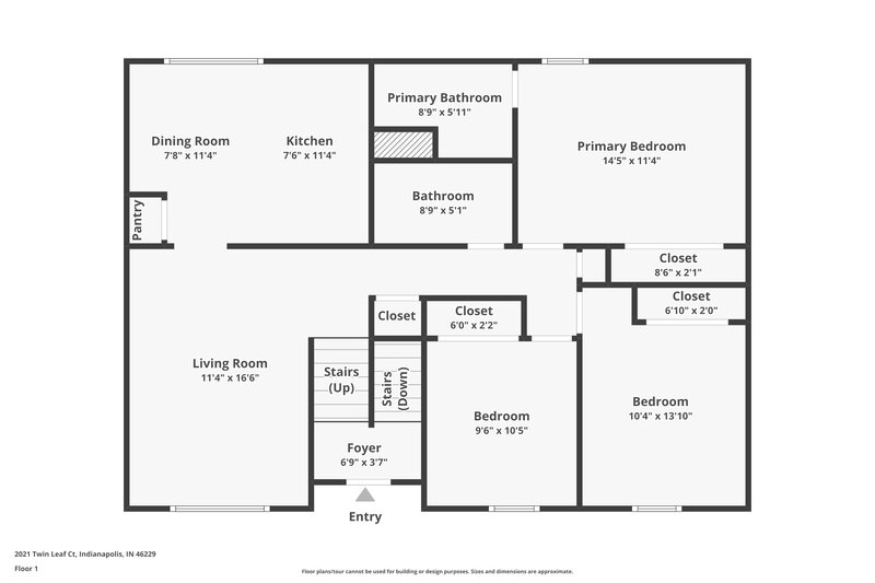 1,910/Mo, 2021 Twin Leaf Ct Indianapolis, IN 46229 Floor Plan View 2