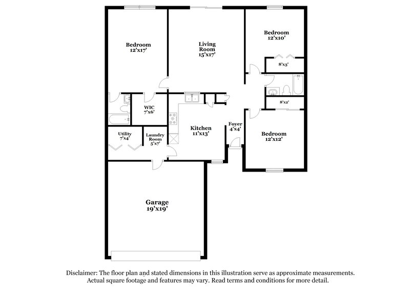 1,650/Mo, 2718 Lullwater Ln Indianapolis, IN 46229 Floor Plan View