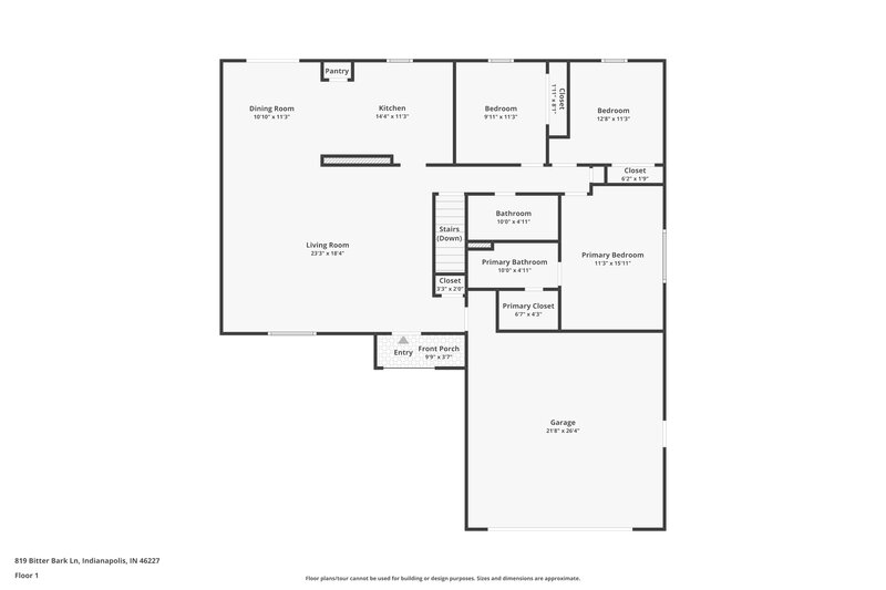 1,725/Mo, 819 Bitter Bark Ln Indianapolis, IN 46227 Floor Plan View