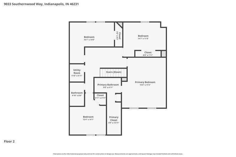 2,015/Mo, 9033 Southernwood Way Indianapolis, IN 46231 Floor Plan View 2