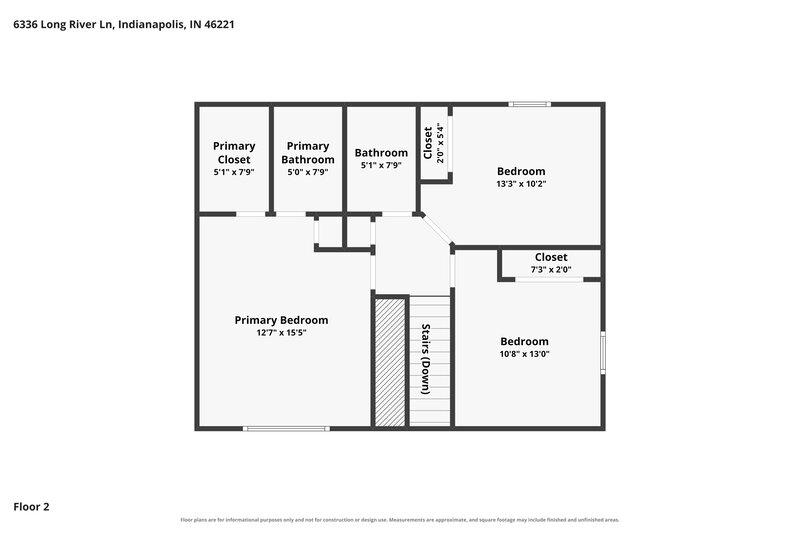 1,925/Mo, 6336 Long River Ln Indianapolis, IN 46221 Floor Plan View 2