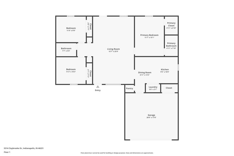 1,505/Mo, 5314 Claybrooke Dr Indianapolis, IN 46221 Floor Plan View