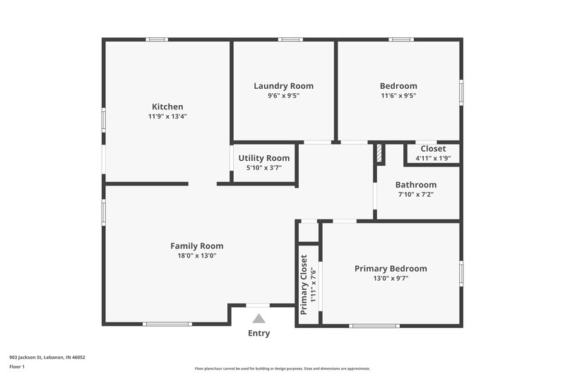 1,455/Mo, 903 Jackson St Lebanon, IN 46052 Floor Plan View
