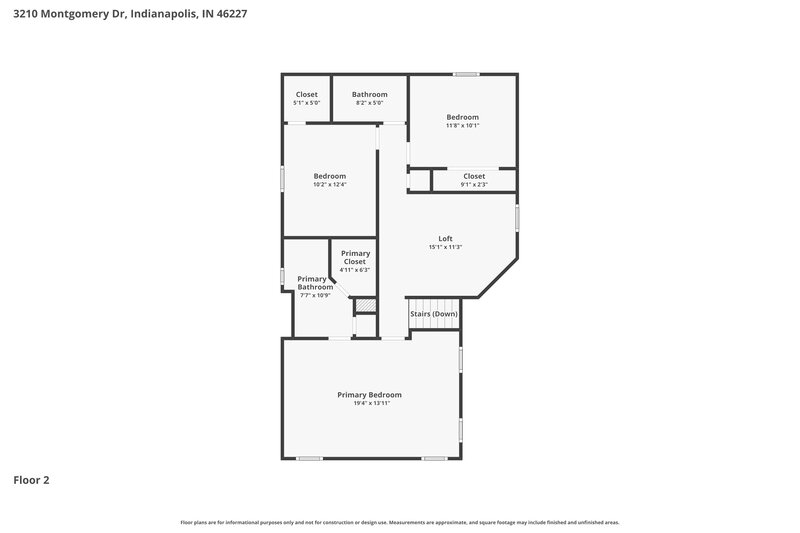 1,820/Mo, 3210 Montgomery Dr Indianapolis, IN 46227 Floor Plan View 2