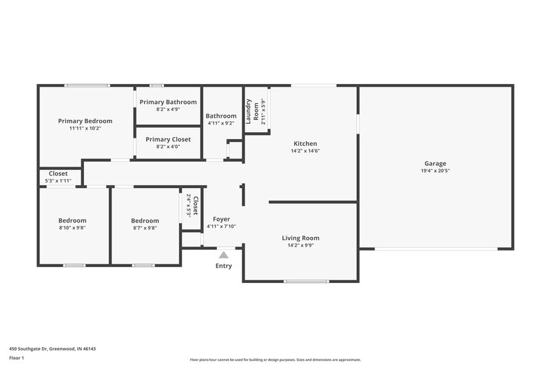 1,870/Mo, 450 Southgate Dr Greenwood, IN 46143 Floor Plan View